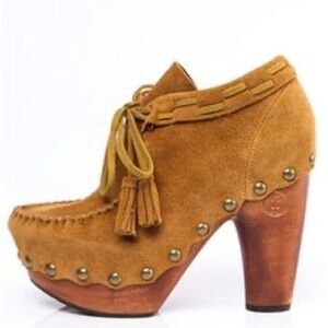 FLOGG DEMI MOCCASIN PLATFORM BOOTIE, MUSTARD, SIZE 9